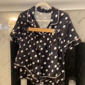 Amazon pj set. Black with white polka dot. Silk. Size medium